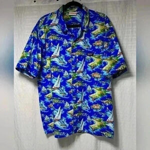 Vintage Royal Hong Hong Yacht  Club 💯 cotton short sleeve button down. Men's2XL